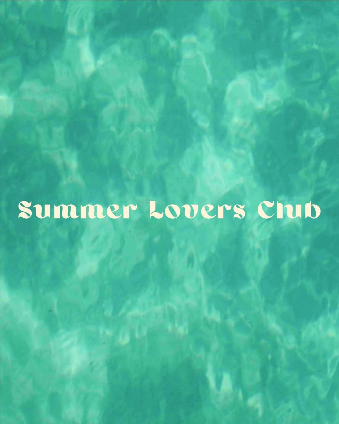Summer Lovers Club poster – green background design symbolizing summer freedom and Mediterranean and Aegen vibes.