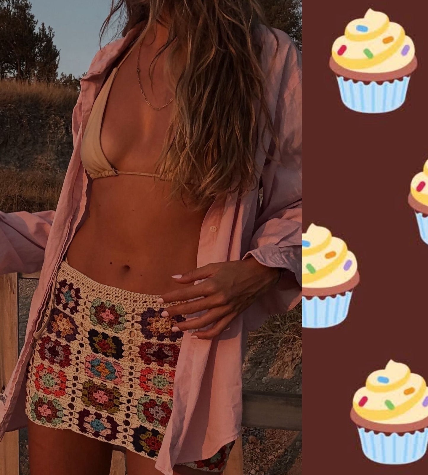 Mediterranean Bloom Skirt - Handmade Crochet Mini Skirt